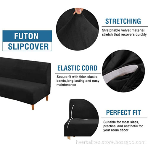 Velvet Futon Cover Armless Bäddsoffa